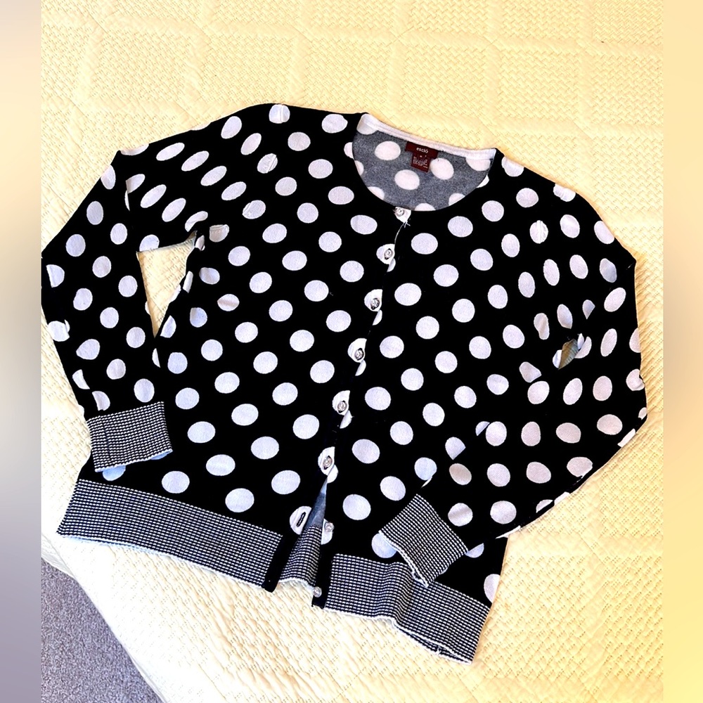 Esciô Cardigan Black White Polka Dots Small S2
